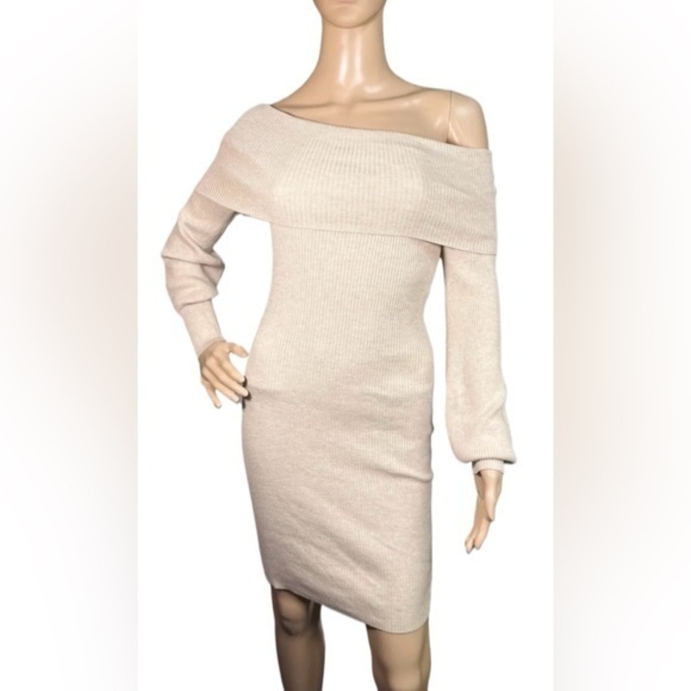 HIPPIE ROSE Off-The-Shoulder Long Sleeve Sweater Dress